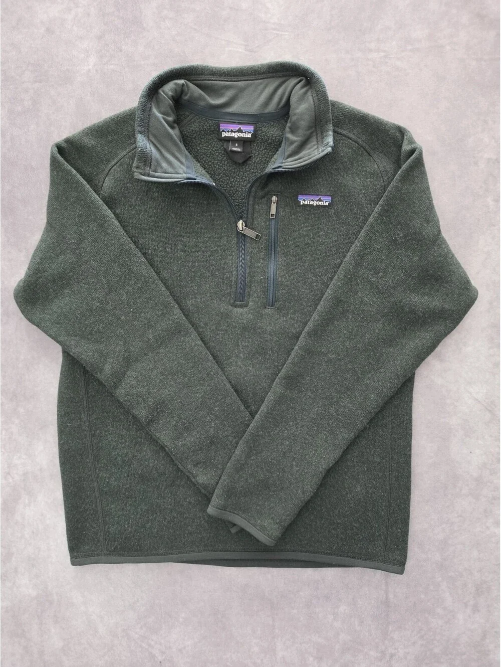 SKU0218 Patagonia Better Sweater 1/4 Zip Mens Small Dark Green Fleece Pullover